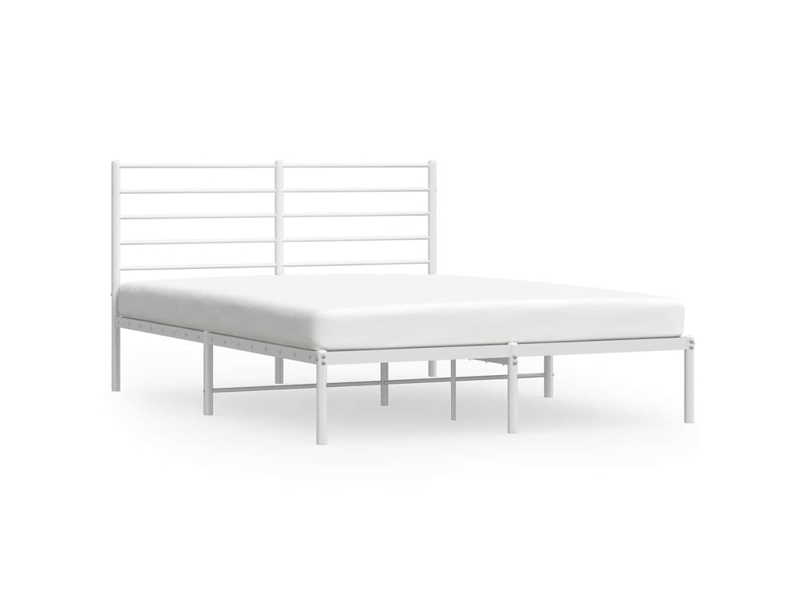 Bed Frame, Bed Frames Vidaxl Branco Aço (150 X 200 Cm)