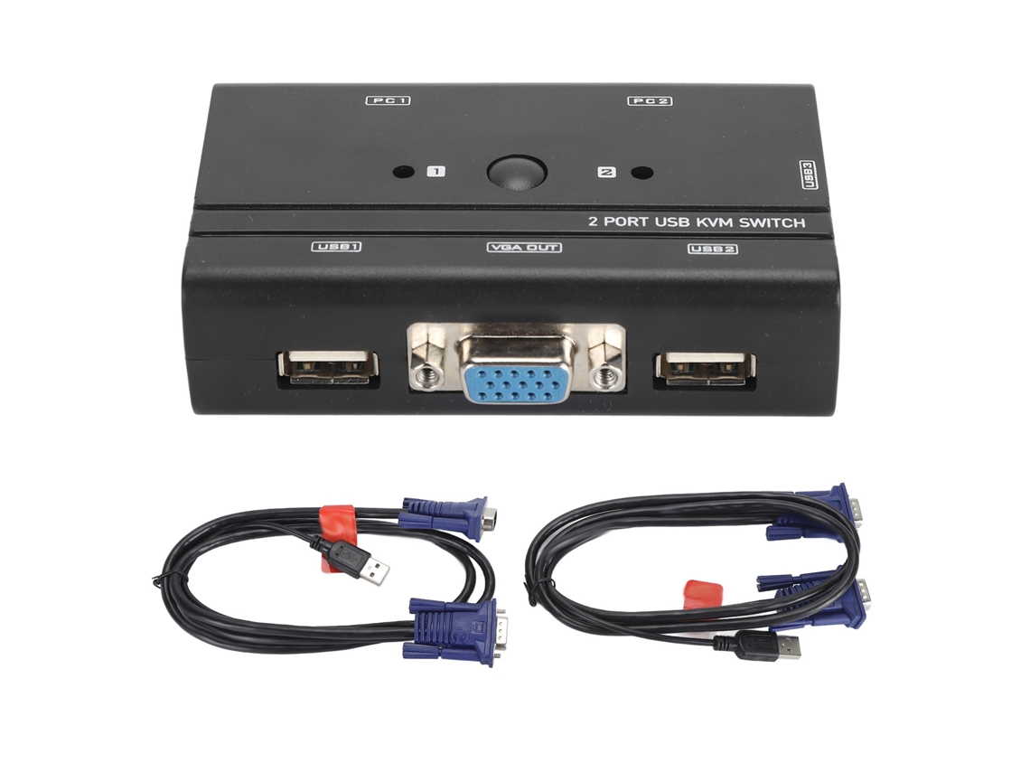 Aetheria switch Kvm Vga Usb 2 Portátil para Compartilhar Monitor Teclado Mouse Entre 2 Pcs com Cabos Incluídos