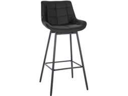 Banqueta giratória X1 com apoio para os pés, estofada em PVC preto, base de metal preto com quatro pés 10_0005469