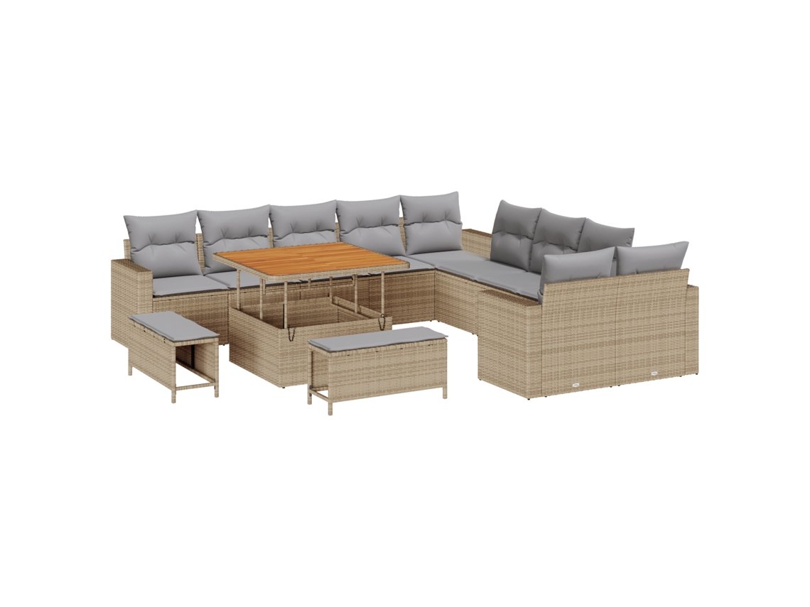 Conjunto 13 Móveis De Jardim Vidaxl Bege Vime Pe (100 X 100 X 71 Cm)