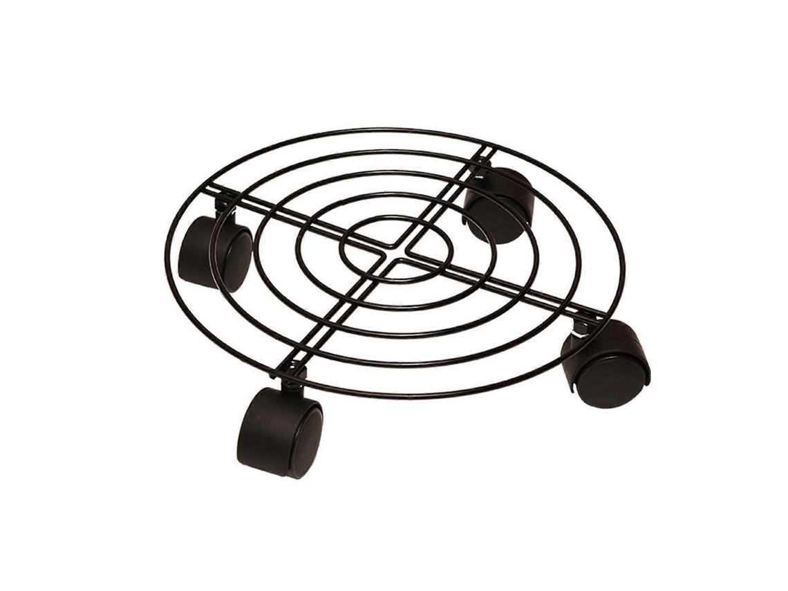 Set de 2 suportes de vasos de metal redondos, para interior e exterior, com rodas e bloqueio | S/MARCA