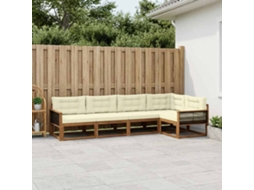 Vidaxl Conjunto De Sofás Para Exterior 5 Unid. Natural E Creme