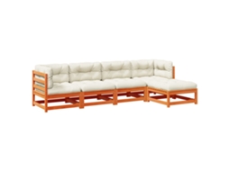 Conjunto de 5 Sofás Jardim com Almofadões Pinho Maciço Castanho Mel MAISON EXCLUSIVE