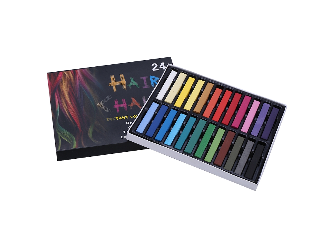Ohico Tinta De Cera Para Cabelo Temporária 24 Cores Não Tóxica Kit De Cor Pastel Instantâneo (longo)
