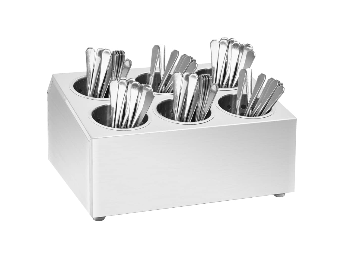 Vidaxl Porta-talheres 6 Escorredores Quadrado Aço Inoxidável