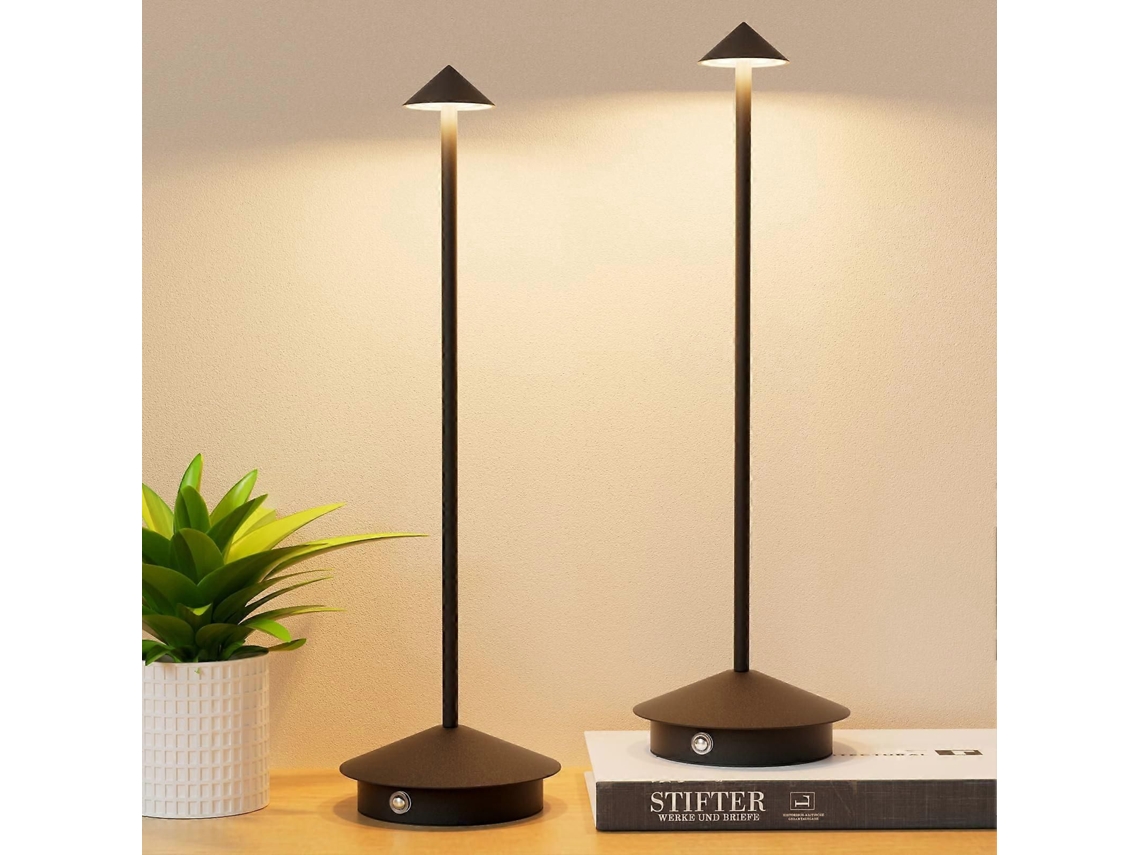 Conjunto De 2 Lâmpadas De Mesa Led Recarregáveis De 6000mah, Sem Fio Para Uso Externo, Com 3 Cores E Intensidade Ajustável