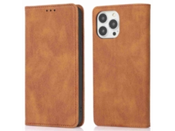 Capa Para Iphone 15 Pro Pele Sintética Anti-choque Magnética Castanho
