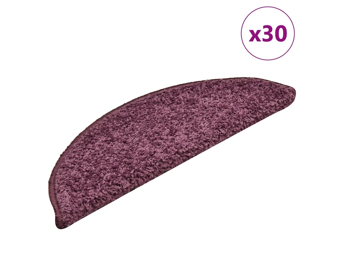 Vidaxl Tapetes De Escada 30 Peças 56x17x3 Cm Roxo Escuro Semicircular