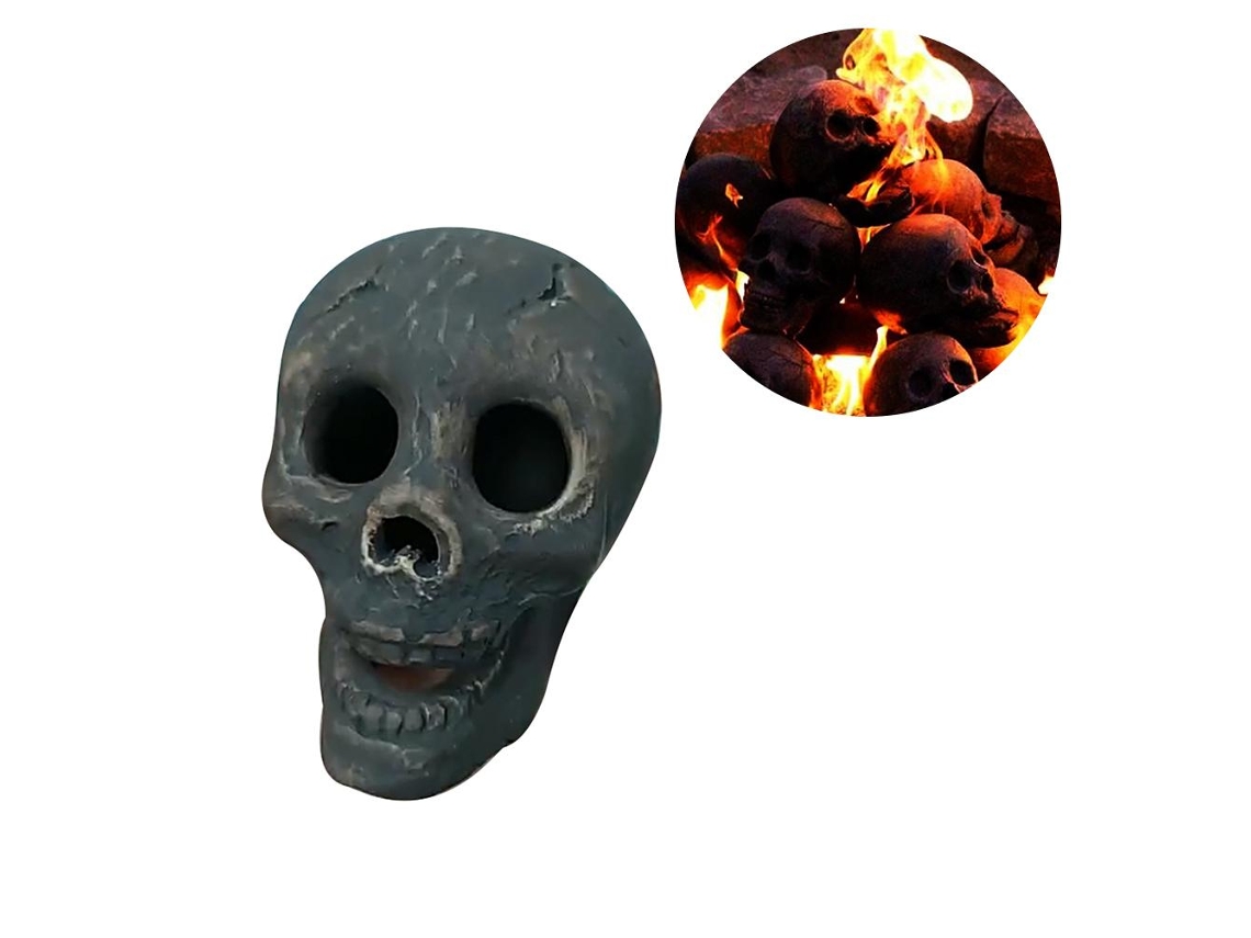 Osso de Cabeça Humana Cerâmica Fogueira Decoração Halloween S/MARCA