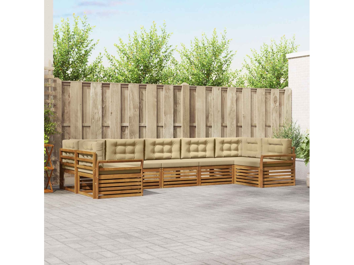Vidaxl Conjunto De Sofás Para Exterior 7 Unid. Natural E Bege