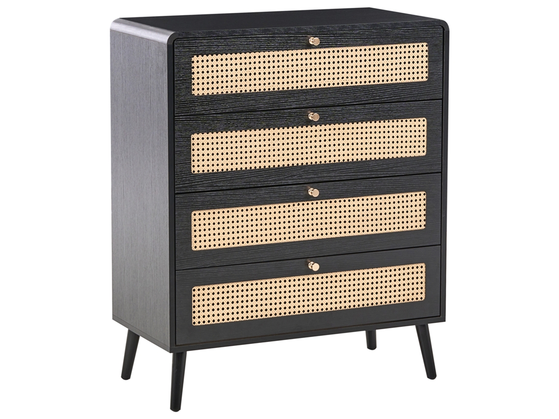 Cómoda De 4 Cajones Beliani Moura De Mdf Negro 80x40x98