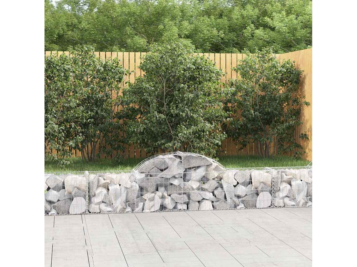 Vidaxl Cestos Gabião Arqueados 14pcs 200x30x40/60 Cm Ferro Galvanizado