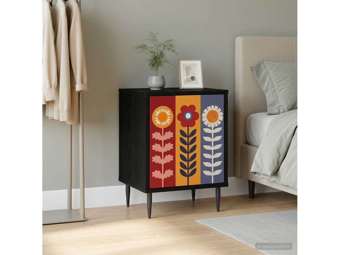 Vidaxl Armário De Cabeceira Essen Carvalho Preto 36 X 33 X 51 Cm