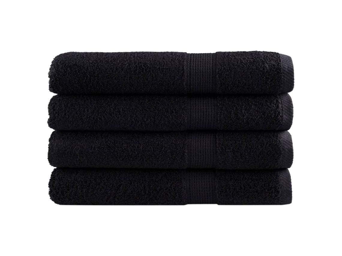 Toalhas Premium Solund, 4 Unidades, Pretas, 100x200 Cm, 600 G/m BRILVIBERA