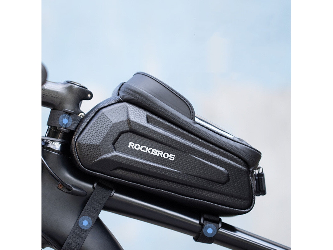 Rockbros Bolsa Ciclismo 17l Celular 8'' Tela Sensível Toque Guidão Tubo Superior À Prova D'água Acessórios