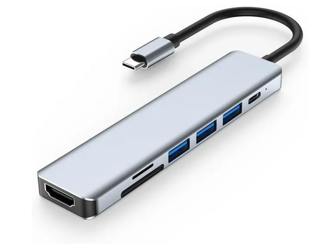 Hub docking station ELORY 7 em 1, com HDMI, USB 3.0, USB C, SD, TF, 4K, 30Hz