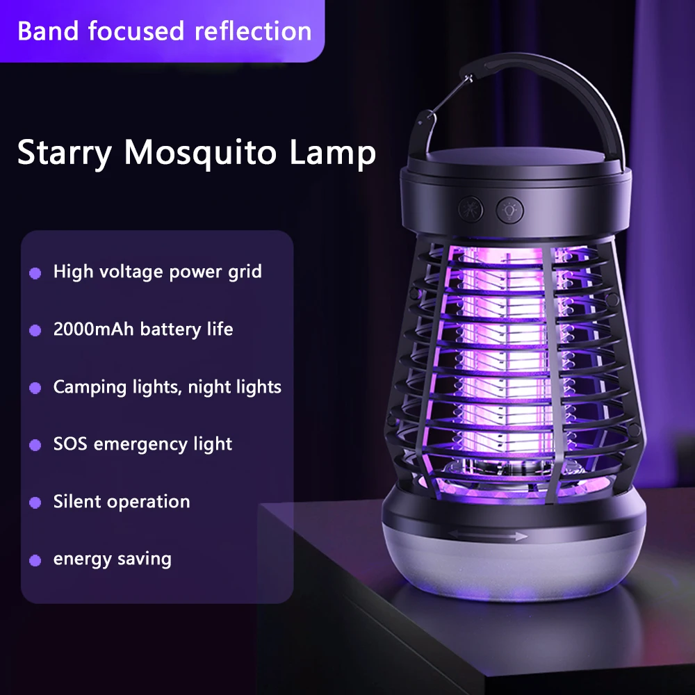 (preto) Novo Atrativo Automático De Mosquitos Com Luz Led E Repelente De Mosquitos Por Eletricidade Física
