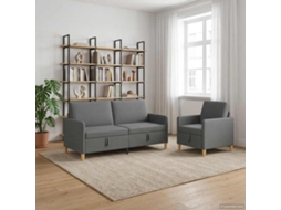 Vidaxl Conjunto De Sofá Com Armazenamento 2 Pcs Cinzento-escuro