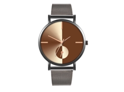 Reloj De Moda Para Parejas Con Correa De Malla Dial Redondo Cuarzo Unisex