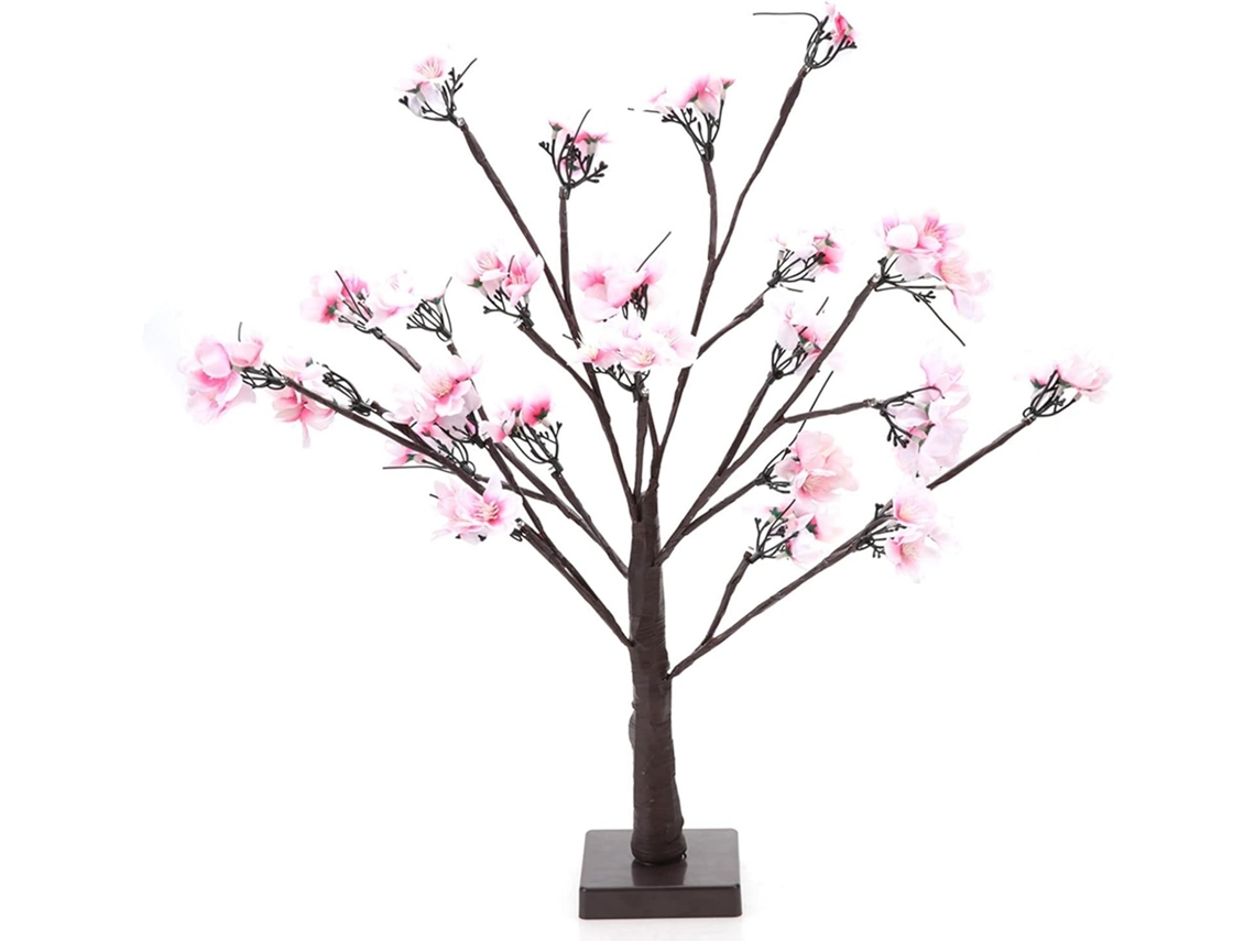 Luminária De Mesa Cocoarm Com 24 Leds, Fio De Cobre E Pvc, Em Formato De Flor Cerejeira, Luz Branca Quente, Alimentada