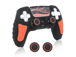 Capa De Silicone Para Controle Ps5, Com Capas De Joystick E Adesivo Para Touchpadczhhmart (preto Vermelho)
