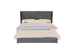 Cama Estofada S/marca Tecido Cinzento 160 X 200 Cm Com Arrumação
