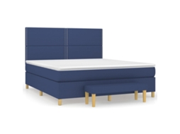 Cama com Molas/colchão 180x200 Cm Tecido Azul MAISON EXCLUSIVE