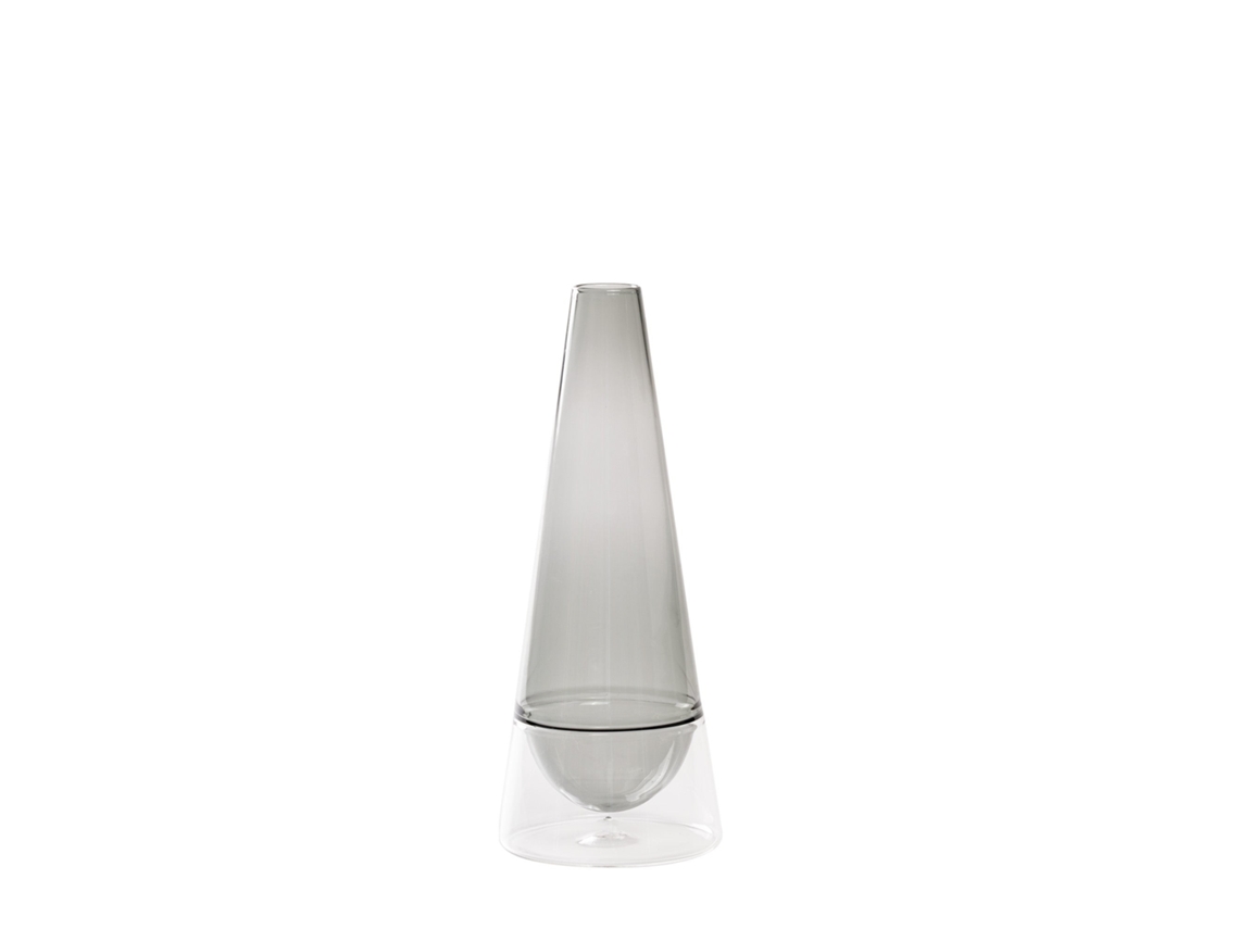 Vaso Conosfera 58 Em Vidro Borossilicato Soprado À Mão, Design Elegante Com Técnica Incalmo, Cor Cinza, Acessório Decorativo Artístico.