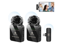 Microfone De Lapela Sem Fio Para Telefone Tipo C, Receptor C E Microfones Duplos Aquaforge (preto)