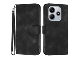 Capa Tipo Carteira Para Xiaomi Redmi Note 13 4g Com Estampa De Couro Pu E Alça Preta