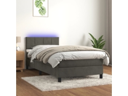 Vidaxl Cama Box Spring C/ Colchão/led 80x200 Cm Veludo Cinzento-escuro