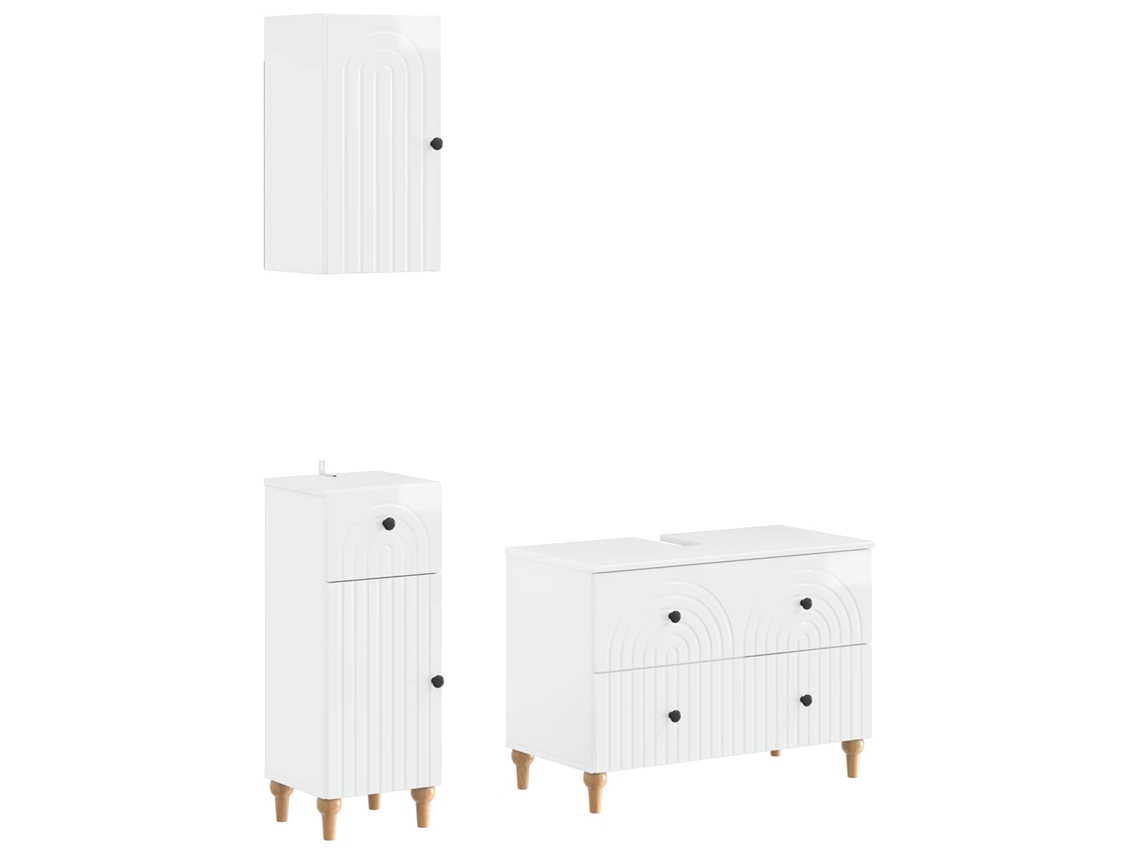 Vidaxl Conjunto De Armários Para Banheiro Com 3 Peças Alkmaar