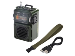 Mali rádio Am Fm com Reprodutor de Música Portátil, Alto falante Bt, Antena Metal Retrátil, Slot para Cartão Tf, Verde, Presente de Aniversário