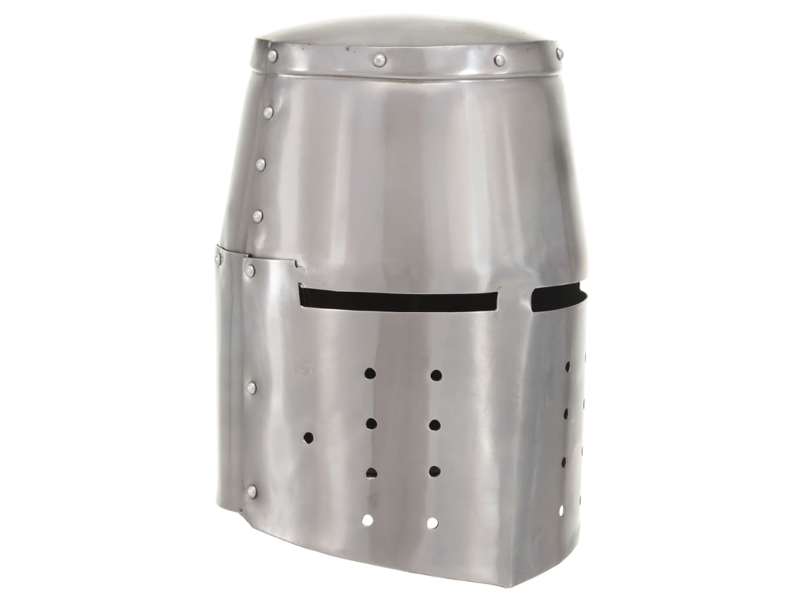 Vidaxl Capacete De Cavaleiro Medieval Réplica Larp Aço Prateado