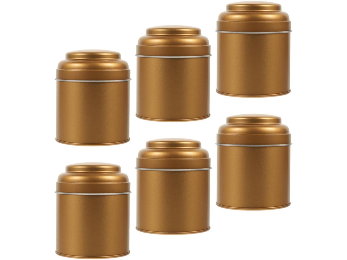 Conjunto De 6-potes Estanho Herméticos Fuoyloo Com Tampas, Recipientes Selados Para Armazenar Chá, Café, Doces E