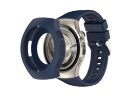 Conjunto De Pulseira De Silicone Com Listras Verticais Integradas E Capa Protetora De Silicone Para Relógio.