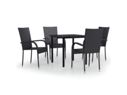 vidaXL 5 pcs conjunto de jantar para jardim preto