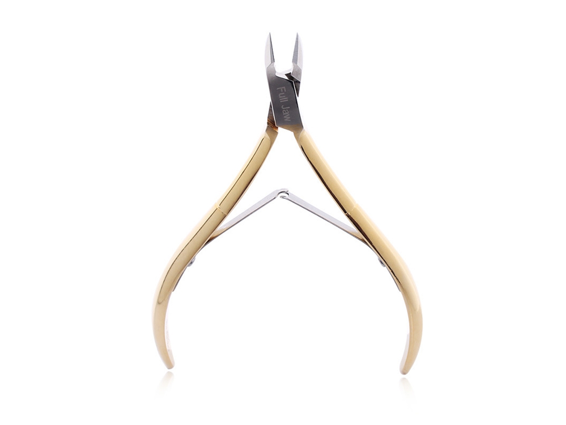 Tesoura de cutícula em aço inoxidável para manicure e pedicure, ferramenta para remoção de pele morta das unhas (dourada)