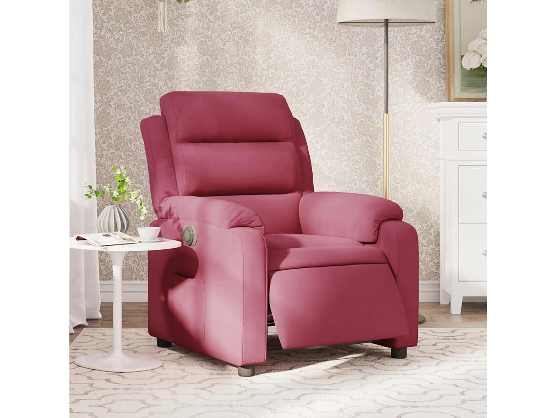 Vidaxl Poltrona Elétrica Reclinável Veludo Vermelho Tinto