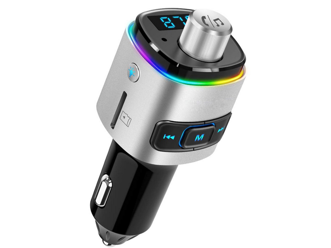 Transmissor Fm Bluetooth Veicular, Carga Rápida, Mãos-livres, Led