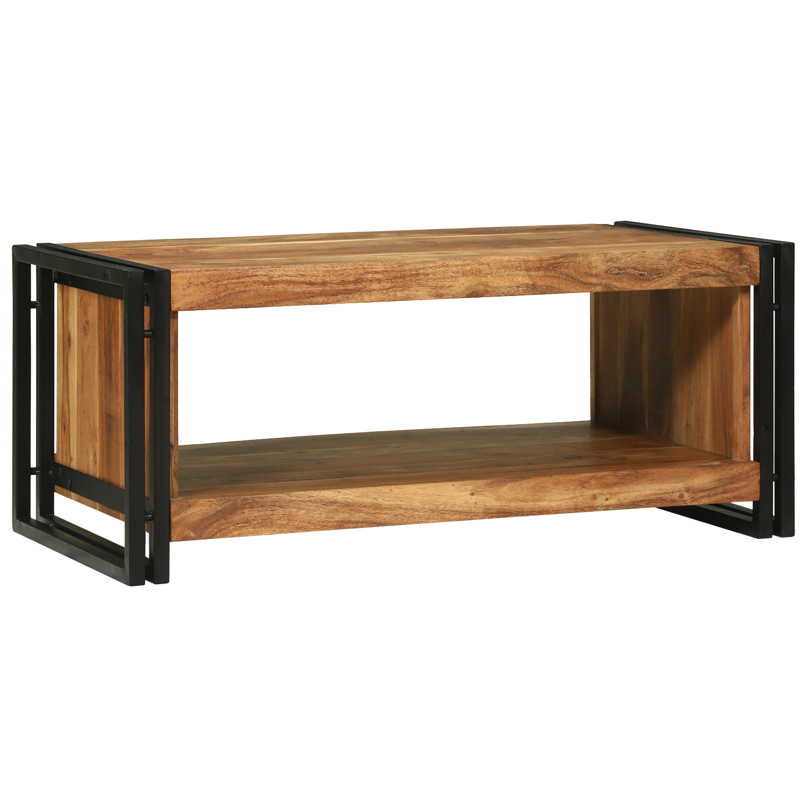 Conjunto 1 Mesa De Café Moderna Vidaxl Castanho Madeira De Acácia Maciça (90 X 50 X 38 Cm)