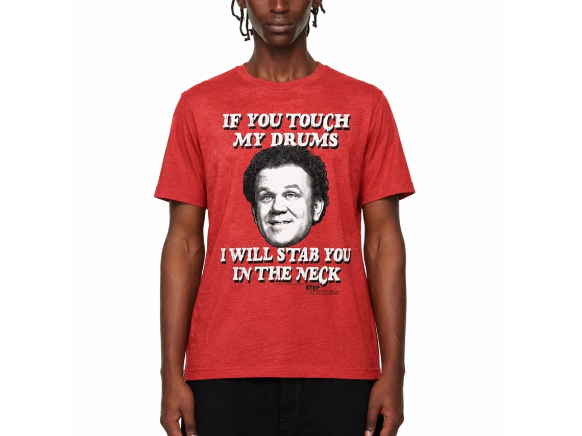 Rockinstone Step Brothers Movie If You Touch My Drums Heather Red Adult T-shirt Size:s