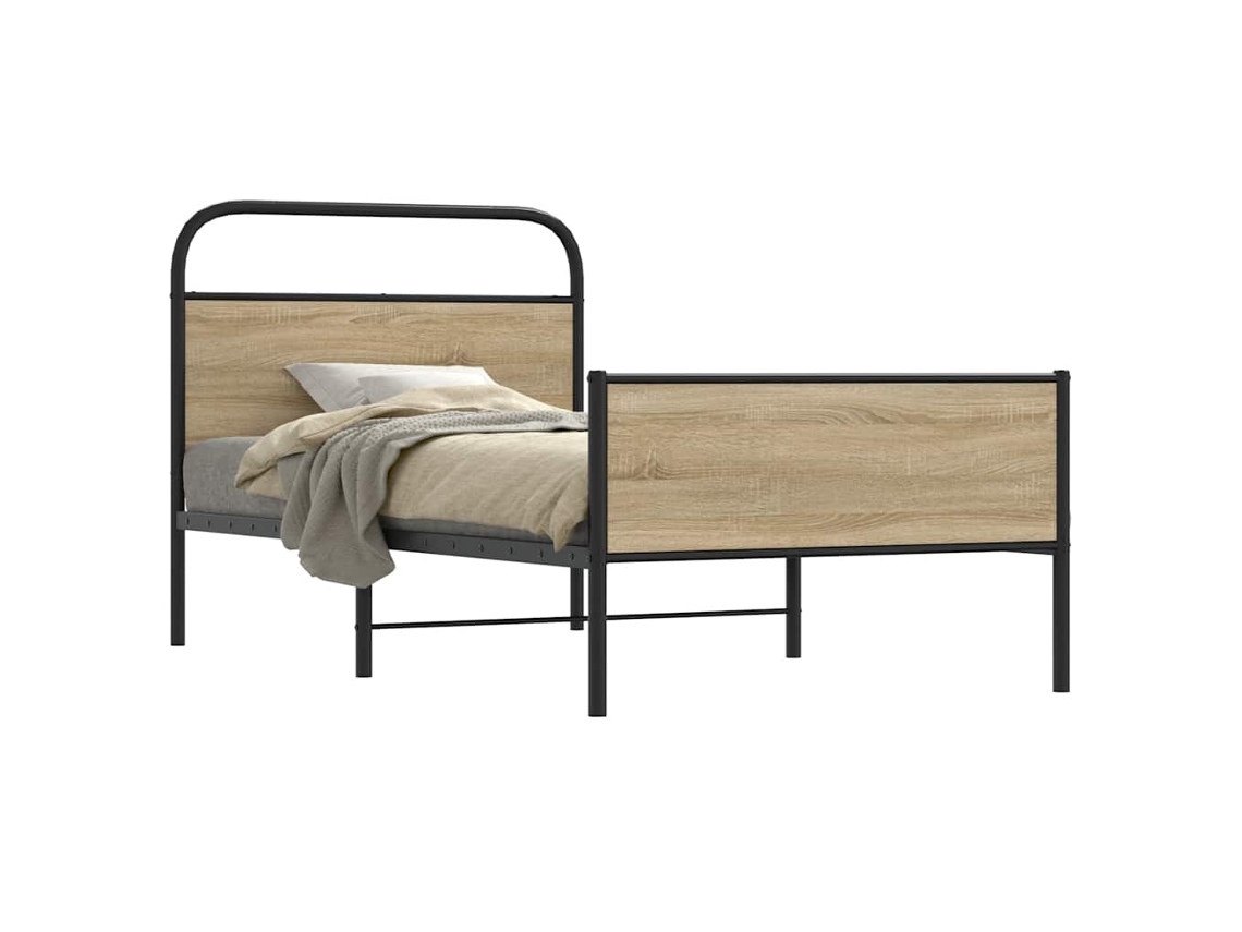 Estrutura Cama S/ Colchão Derivados De Madeira Carvalho Sonoma
