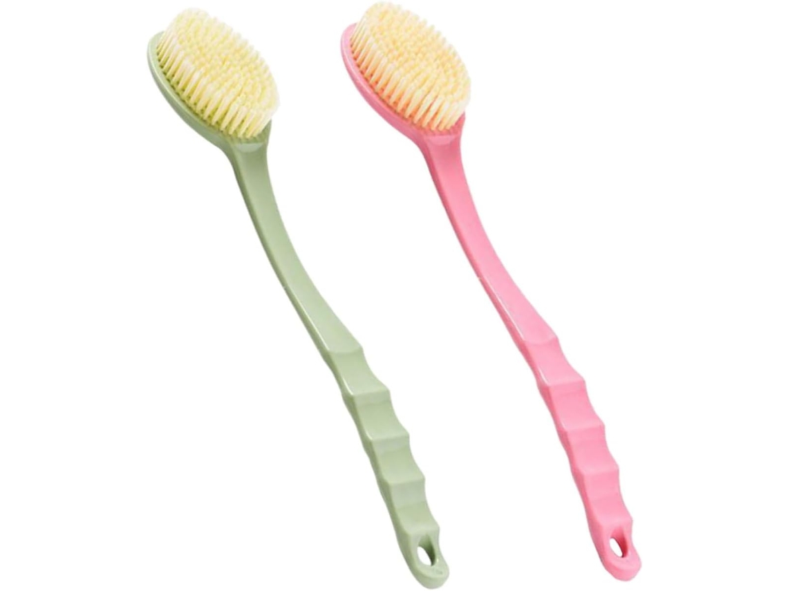 Conjunto De 2 Escovas Cabo Longo Para As Costas, Acessórios De Banho Para Limpeza E Massagem Corporal