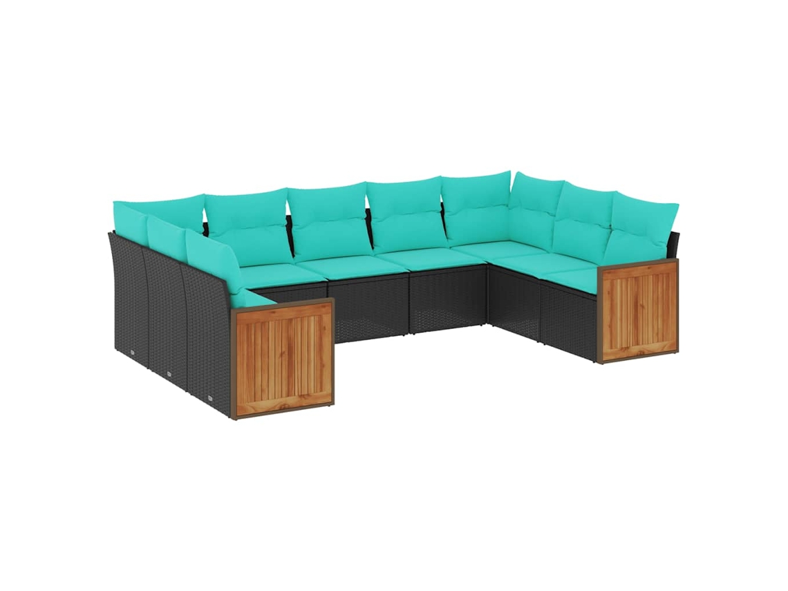 Conjunto de Sofá de Jardim, 5 Peças, Almofadas, Rattan Preto MAISON EXCLUSIVE
