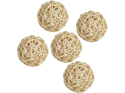 5 Peças 7 Cm Em Vime Rotin Boule De Vigne Bricolage Enfeites Artesanato Embelezamento, Bois Bohu, 7cm