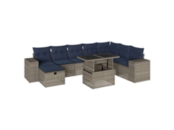 Conjunto de Sofá de Jardim, 9 Peças, Almofadas, Rattan Cinza MAISON EXCLUSIVE