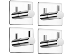Conjunto De 4 Ganchos Autoadesivos Cromados Para Roupão