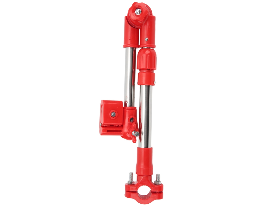 Suporte telescópico ajustável 360° em aço inoxidável para guarda-chuva de bicicleta, compatível com cadeiras de rodas e carrinhos de bebê (vermelho)