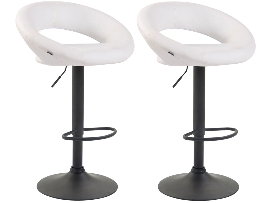 Conjunto de 2 bancos de bar Olinda em imitação de pele branco/preto CLP